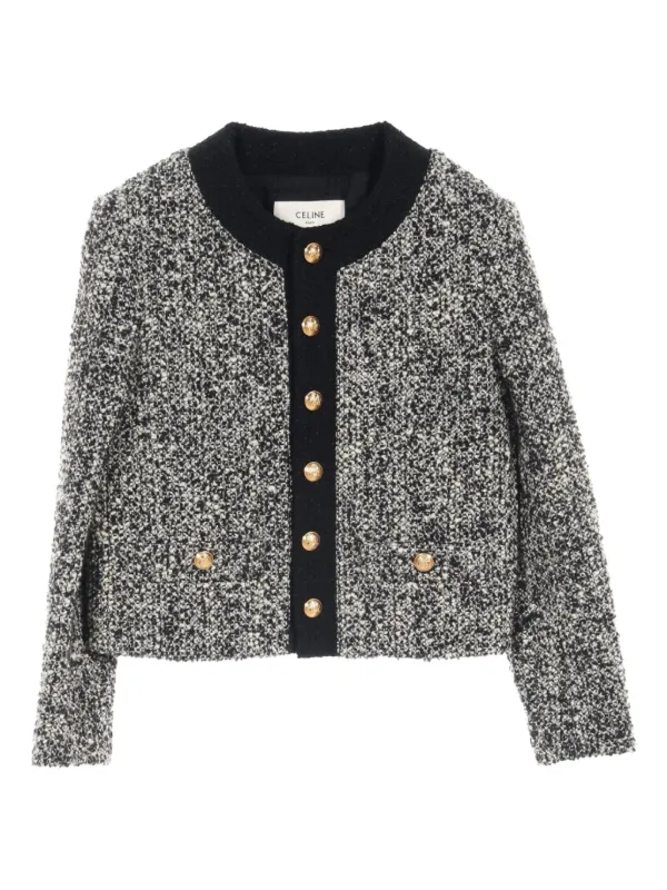 Céline Pre-Owned 10's Tweed Jacket Black FARFETCH IN