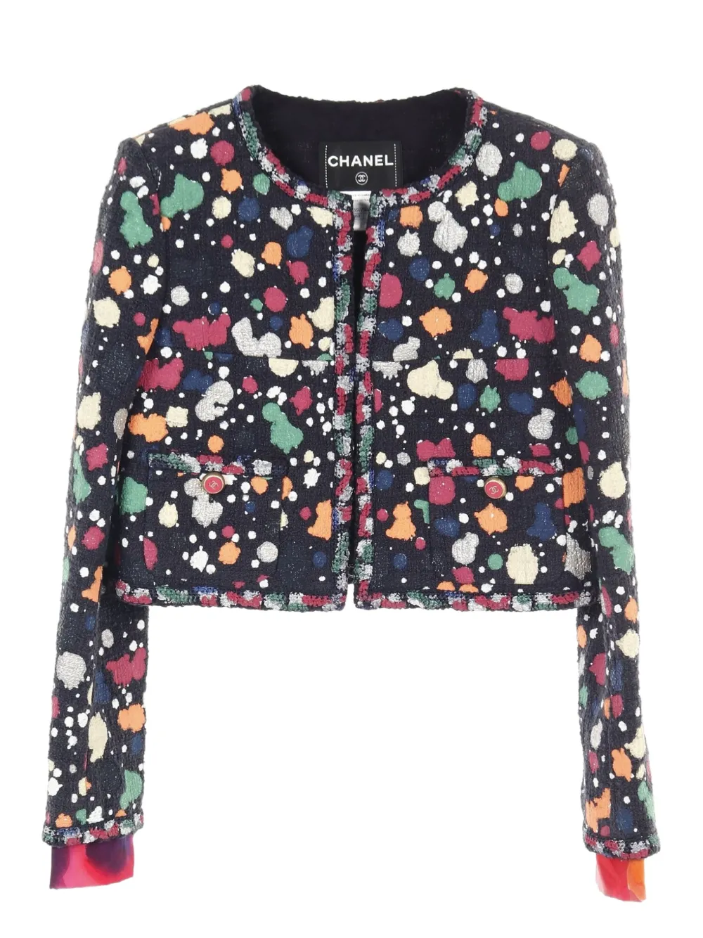 CHANEL Pre-Owned 1986-1988 paint-effect tweed jacket | Black | Image 1