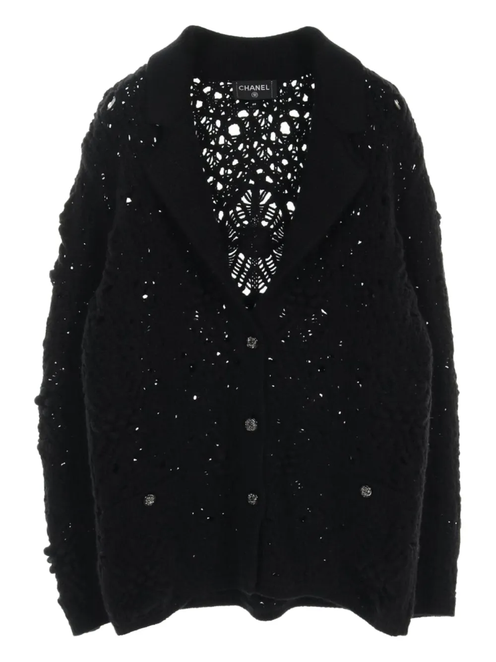 CHANEL Pre-Owned 1986-1988 open-knit cardigan | Black | Image 1