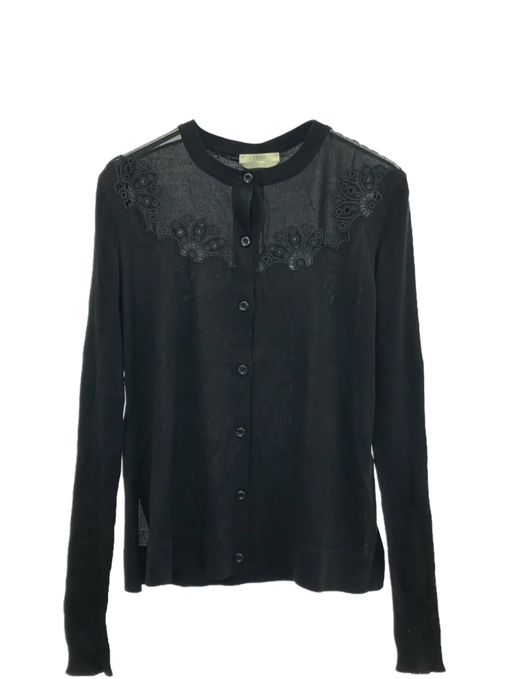 Pre-owned Fendi 10's Silk Cardigan In Black