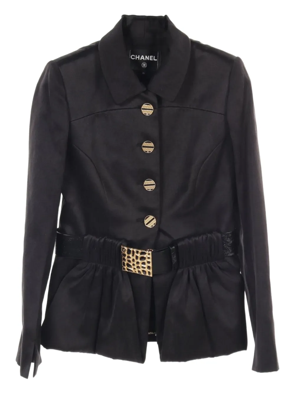 Pre-owned Chanel 1986-1988 Belted Jacket In Black