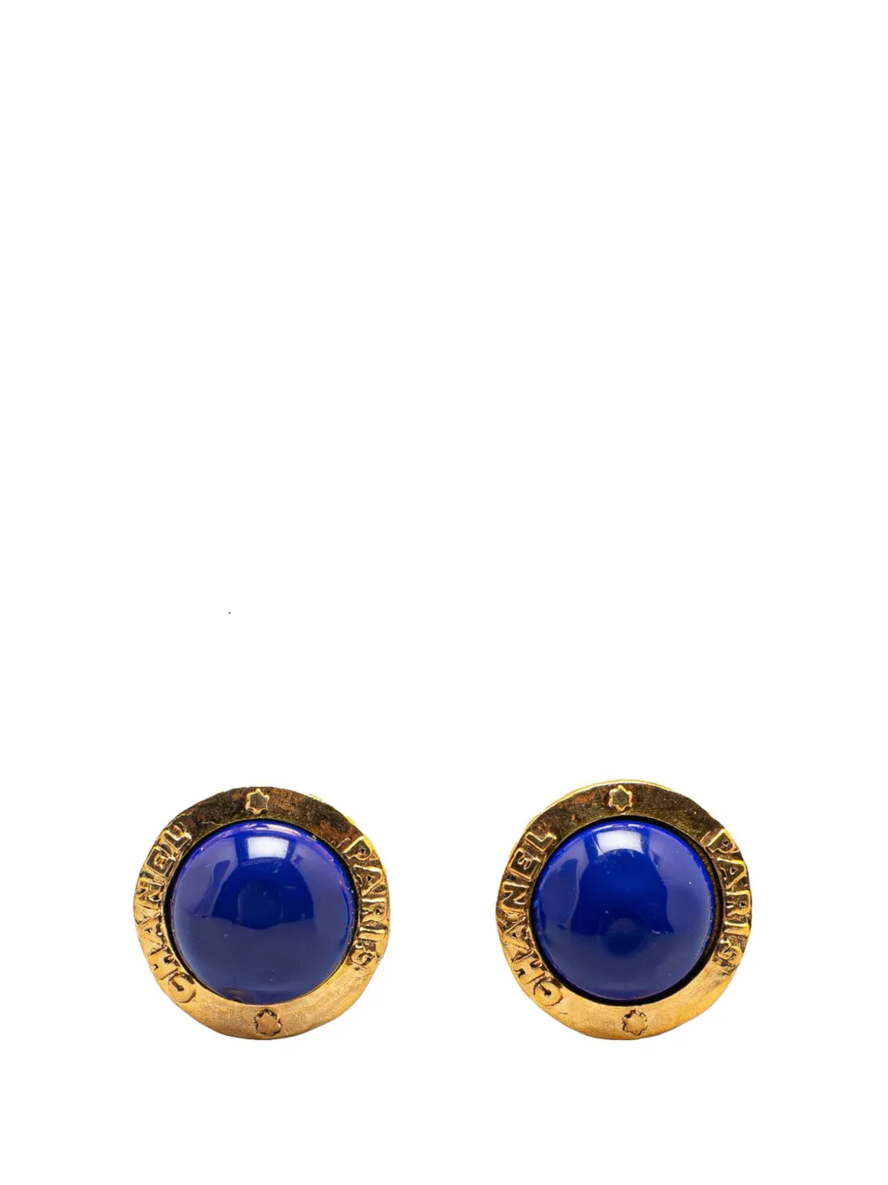 CHANEL Pre-Owned 1980-1990 Gold Plated Poured Glass Clip on Earrings CHANEL Pre-Owned 1980-1990 Gold Plated Poured Glass Clip on Earrings