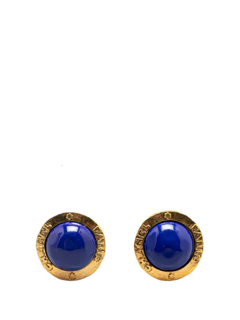 CHANEL Pre-Owned 1980-1990 Gold Plated Poured Glass Clip on Earrings costume earrings