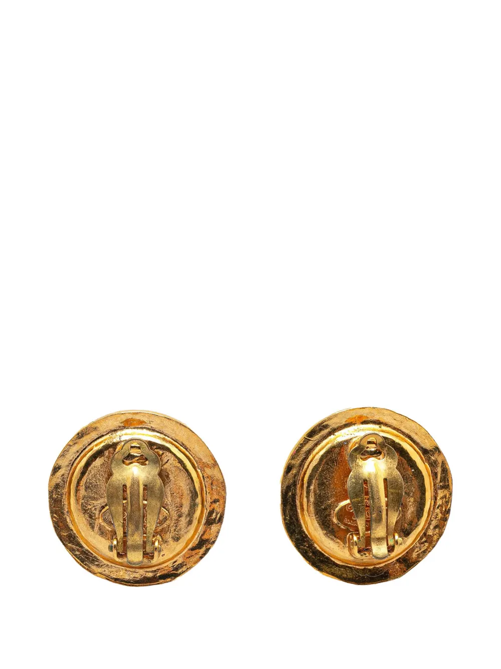 CHANEL Pre-Owned 1980-1990 Gold Plated Poured Glass Clip on Earrings costume earrings | Image 2