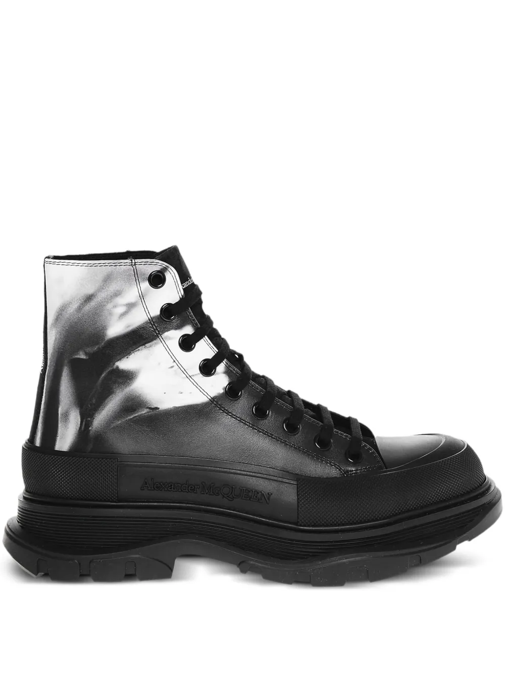 Alexander McQueen leather combat boots Silver