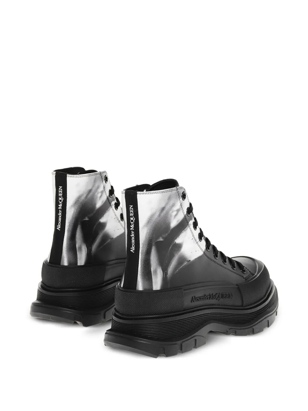 Alexander McQueen Leren combat boots Zilver