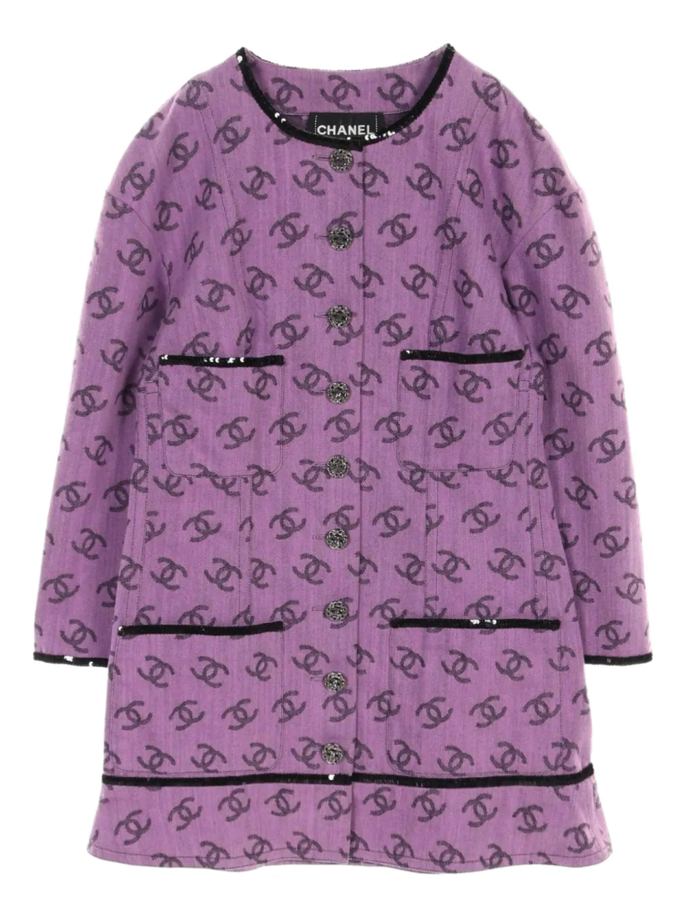 CHANEL Pre-Owned 1986-1988 Interlocking CC-pattern jacket | Purple | Image 1