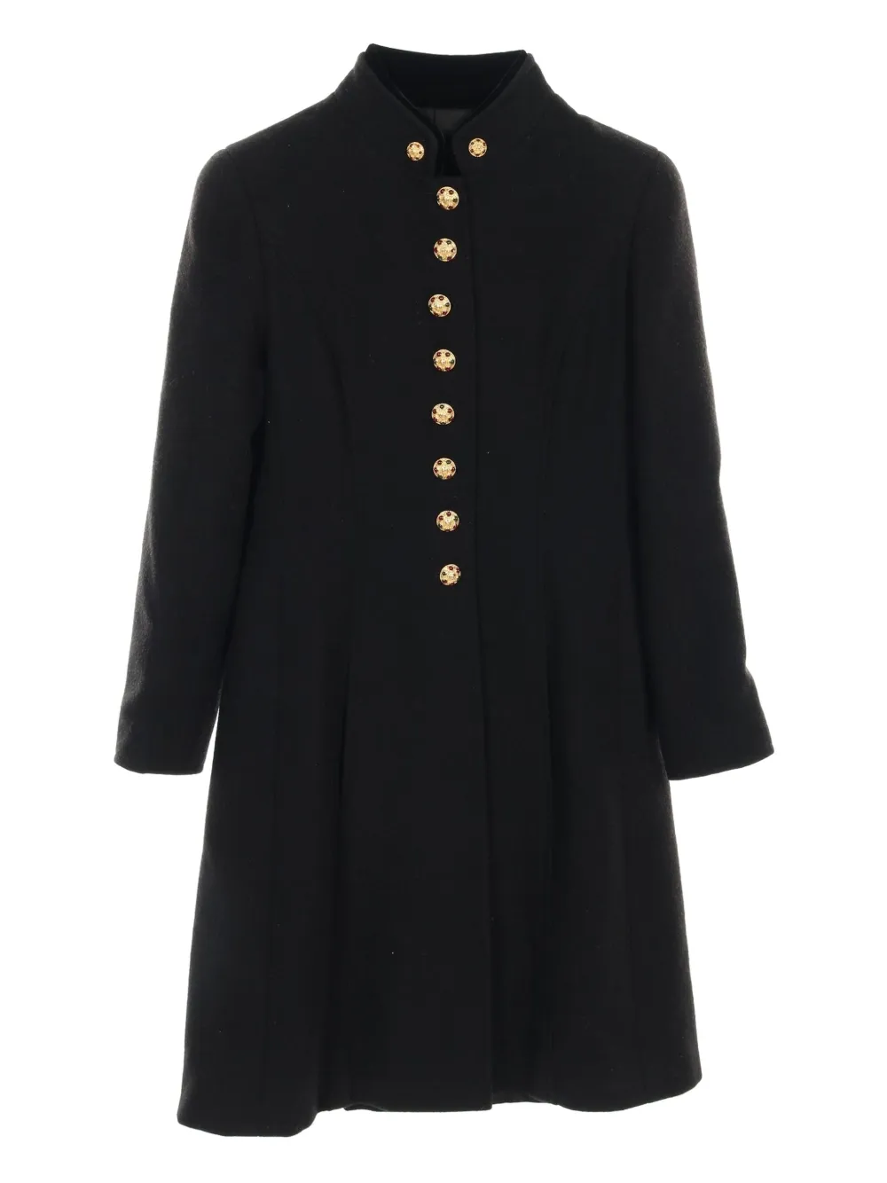 CHANEL Pre-Owned 1986-1988 Coco Mark wool coat - ブラック CHANEL Pre-Owned 1986-1988 Coco Mark wool coat - ブラック