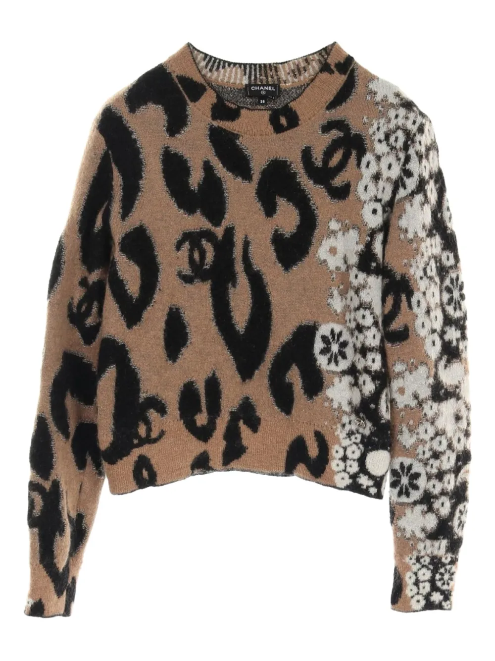 CHANEL Pre-Owned 1986-1988 Interlocking CC-jacquard sweater | Brown | Image 1