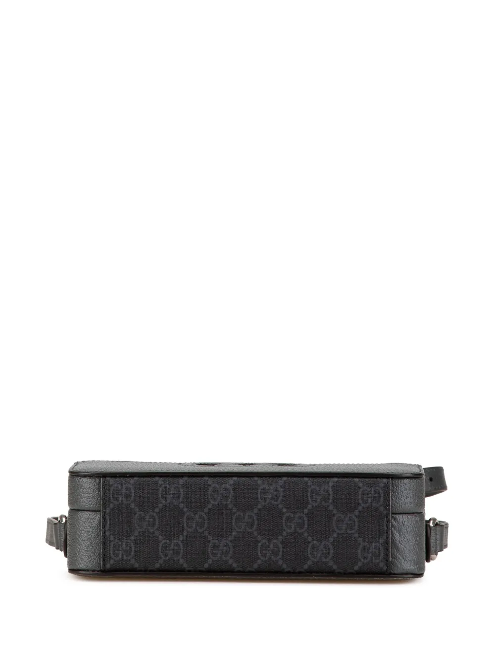 Pre-owned Gucci 2000-2015 Gg Supreme And Leather Cut Out Interlocking G Crossbody Bag In Grey