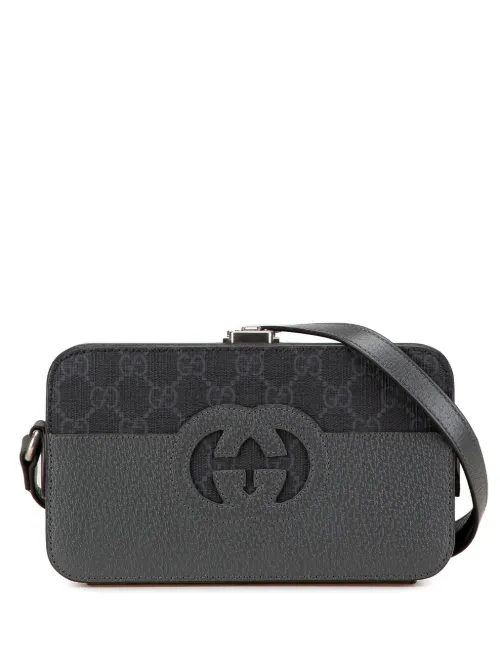 Sac à bandoulière en toile GG Supreme et cuir à découpes Interlocking G (2000-2015) - Gucci Pre-Owned - Modalova