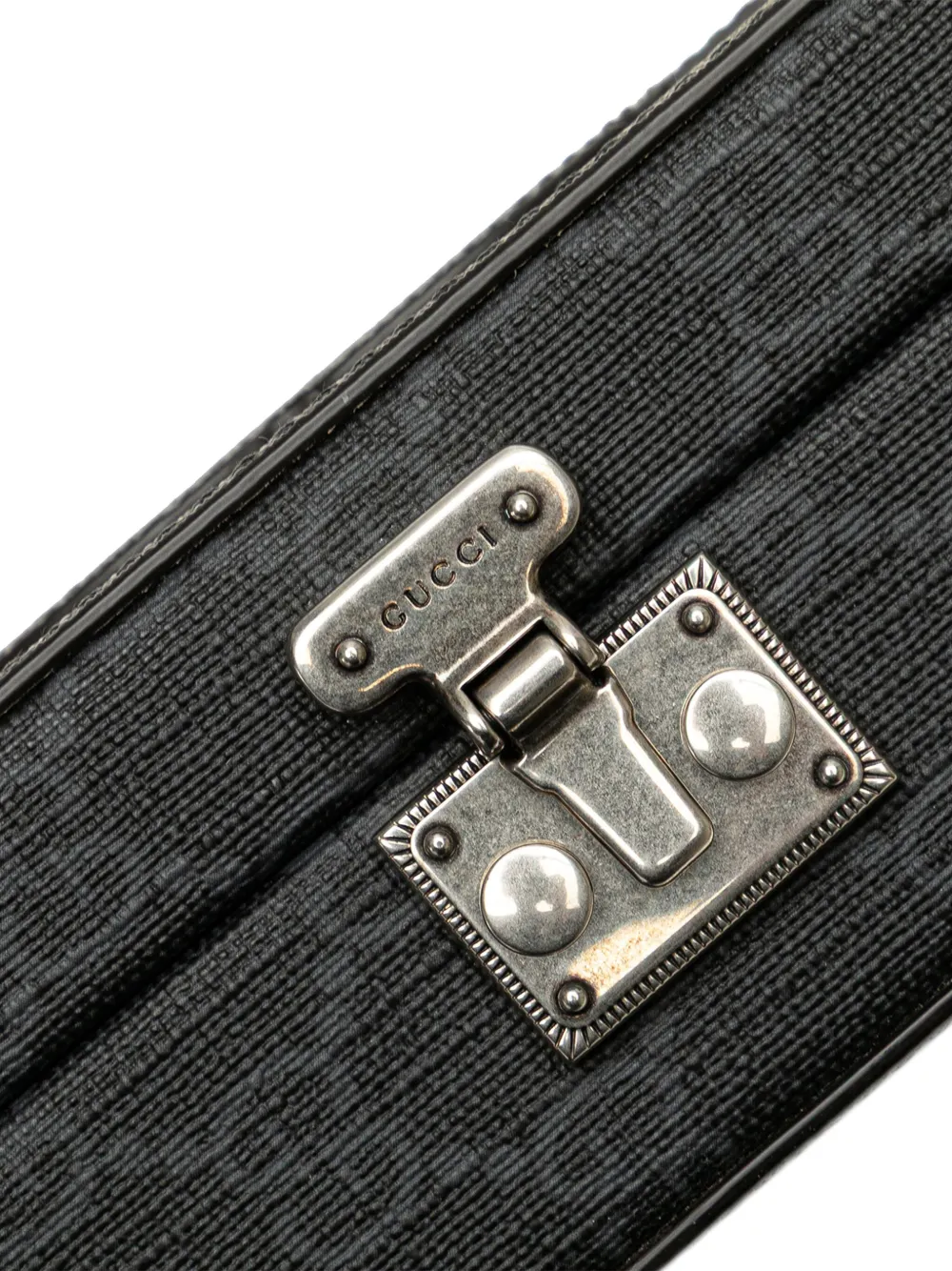 Pre-owned Gucci 2000-2015 Gg Supreme And Leather Cut Out Interlocking G Crossbody Bag In Grey