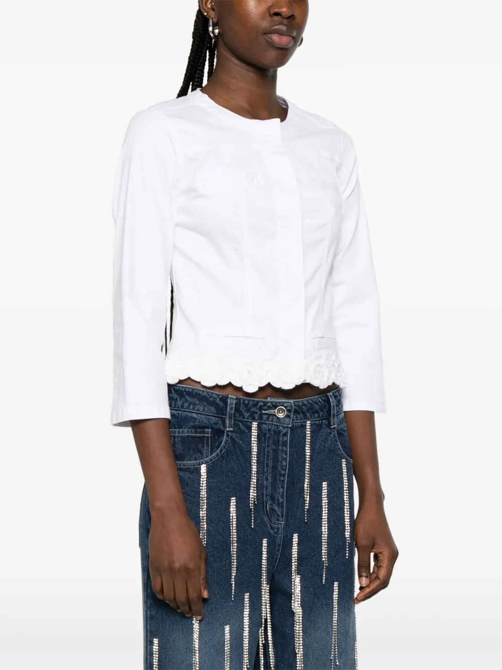 LIU JO Denim jack met gehaakte afwerking Wit