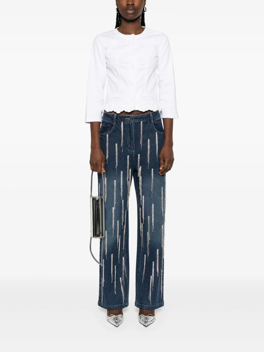 LIU JO Denim jack met gehaakte afwerking Wit