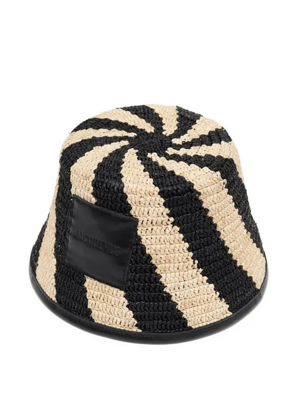 Jacquemus Soli Striped Bucket Hat | Black | FARFETCH