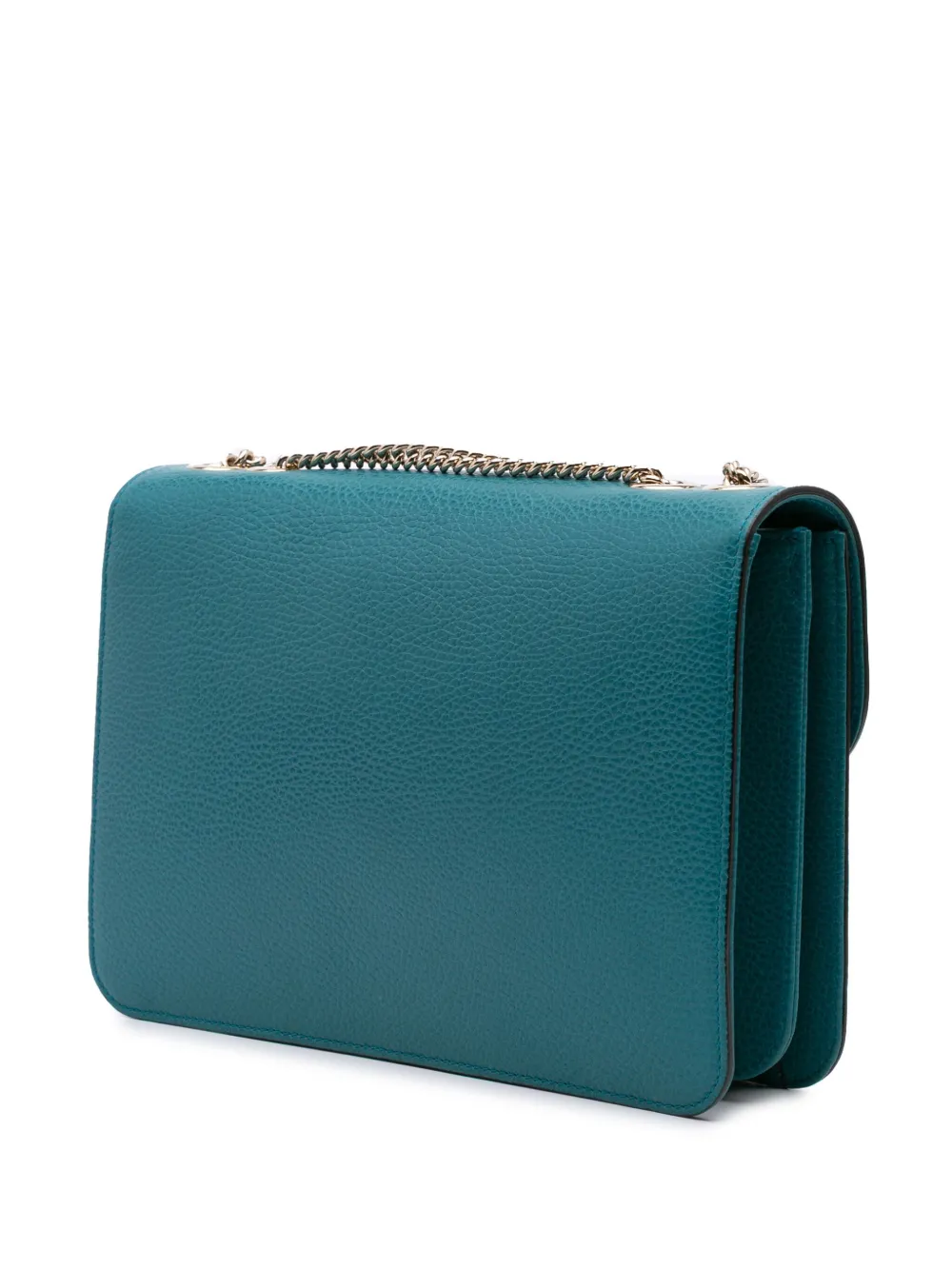 Pre-owned Gucci 2016-2024 Medium Dollar Calfskin Interlocking G Crossbody Bag In Blue