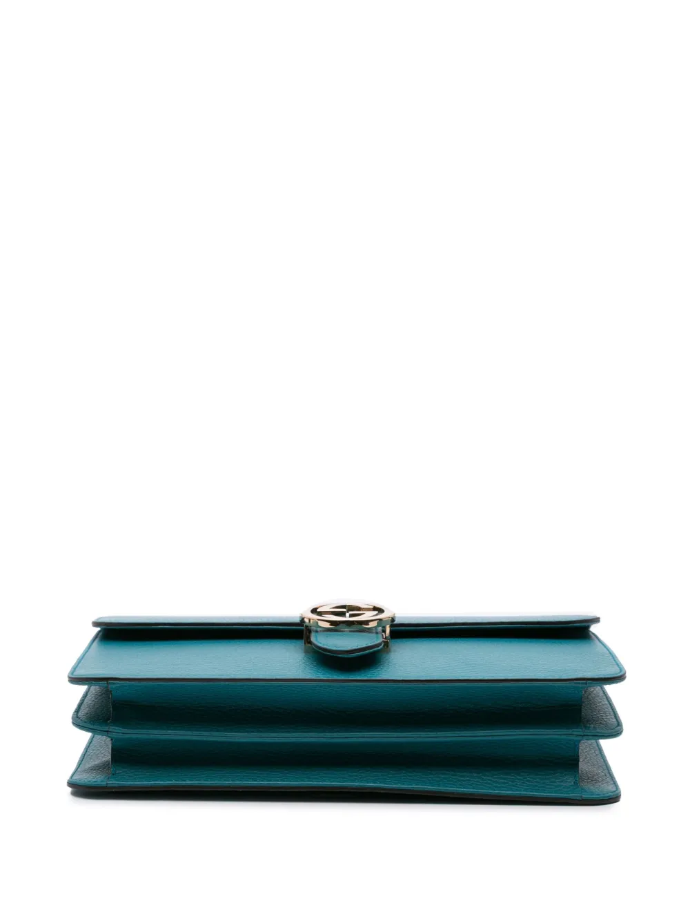 Pre-owned Gucci 2016-2024 Medium Dollar Calfskin Interlocking G Crossbody Bag In Blue