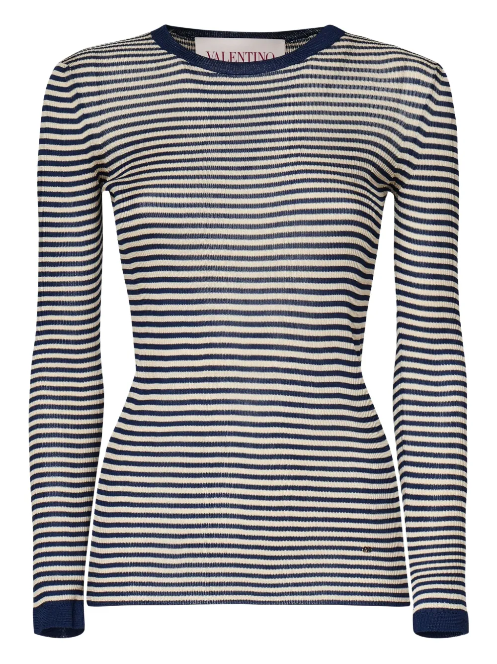 Valentino Garavani striped long-sleeved T-shirt Blauw