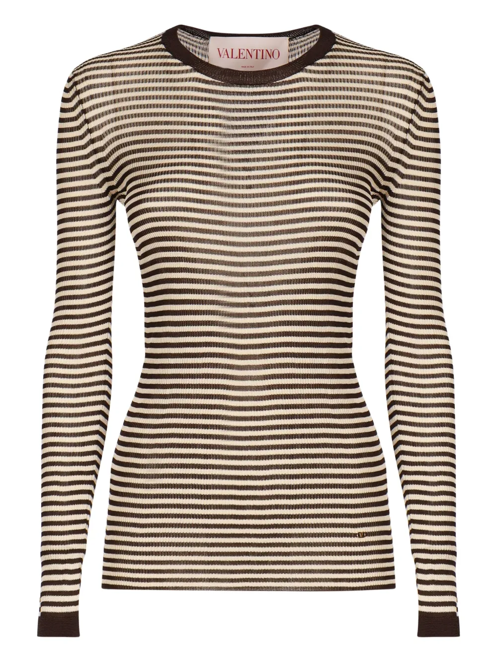 Valentino Garavani striped-pattern long-sleeve T-shirt Bruin