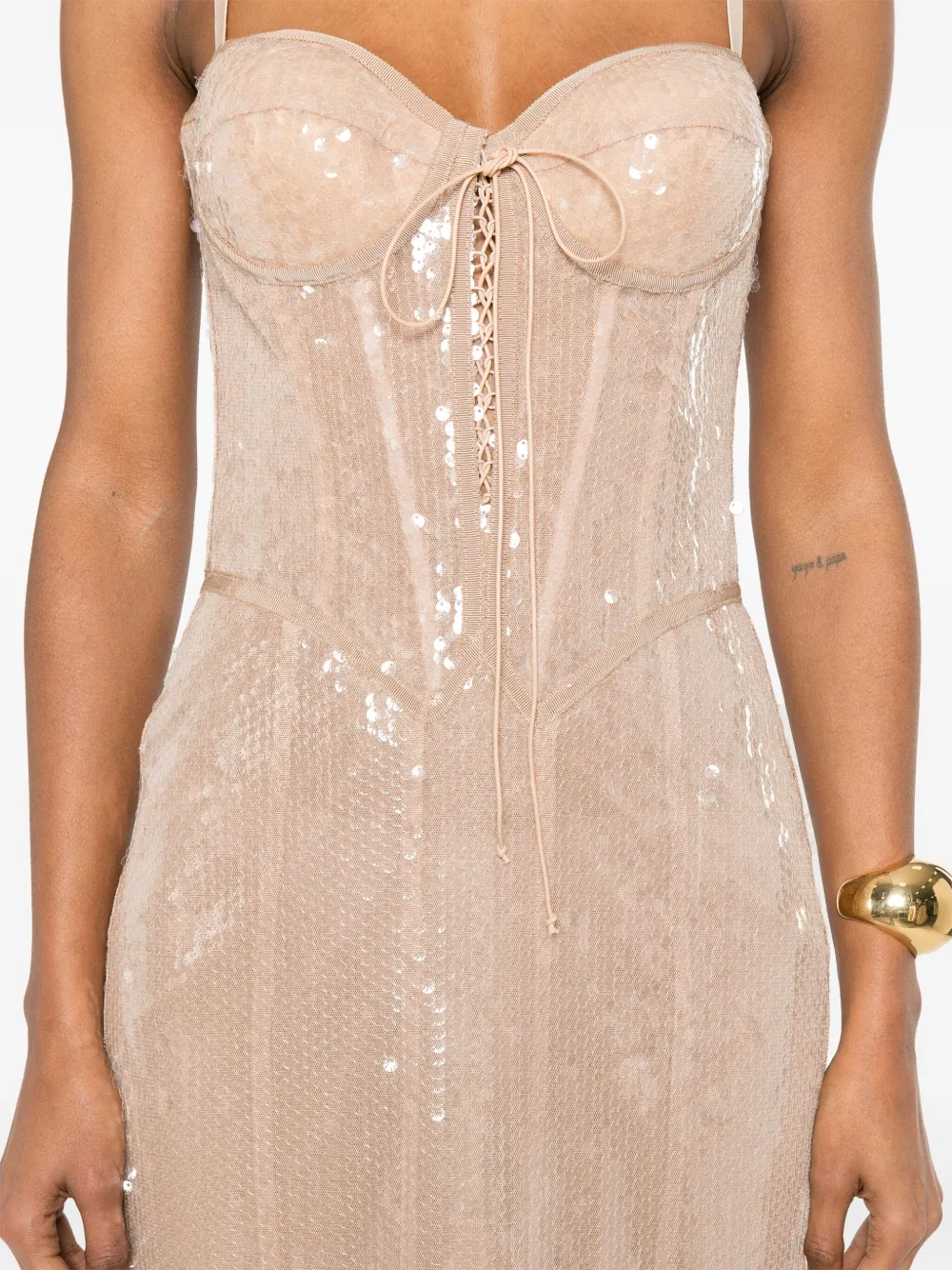 Giuseppe Di Morabito Maxi-jurk met pailletten Beige