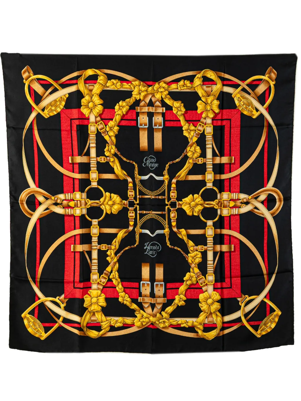 Hermès Pre-Owned 20th Century Grand Manege シルク スカーフ - ブラック Hermès Pre-Owned 20th Century Grand Manege シルク スカーフ - ブラック