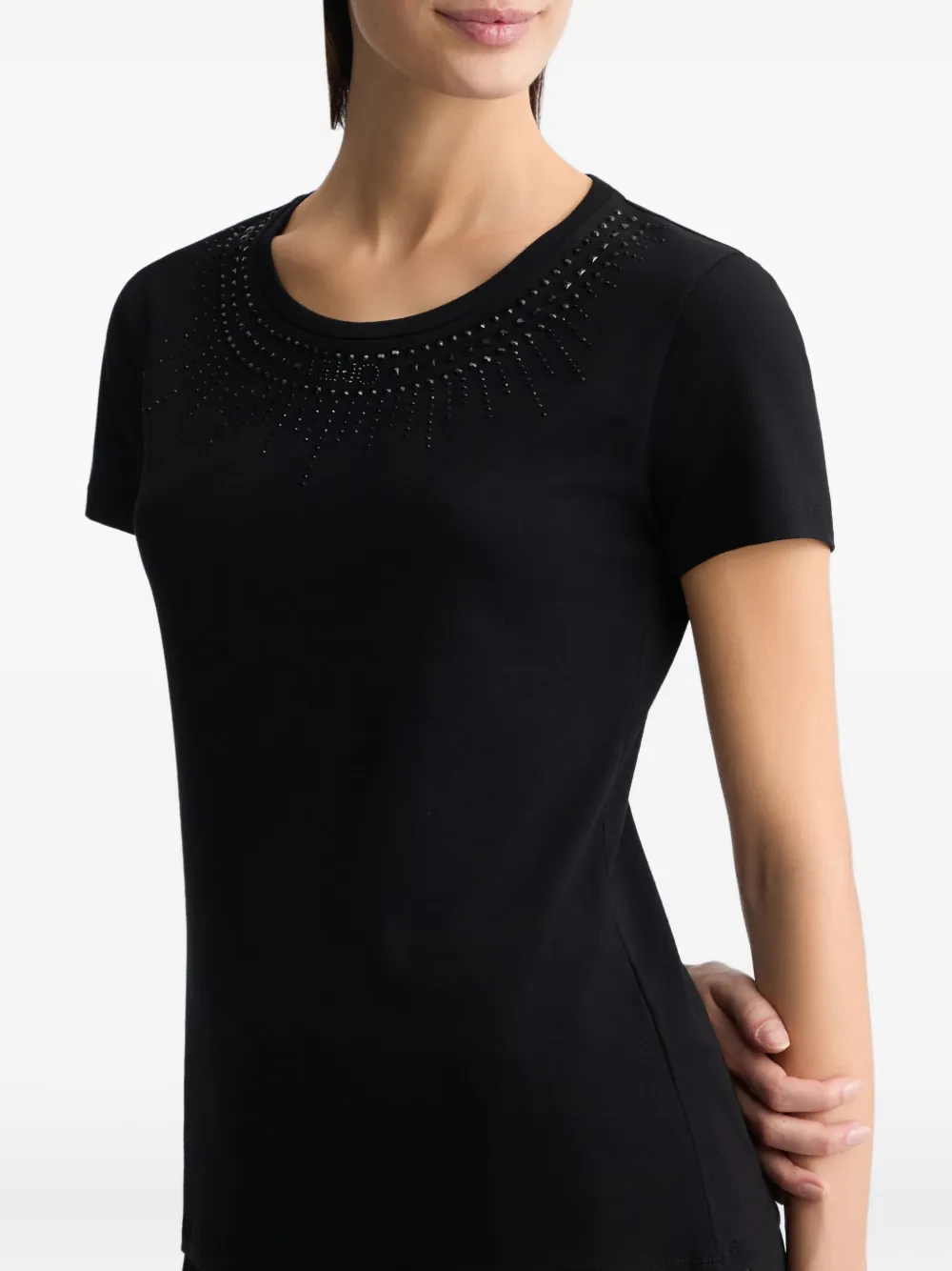 LIU JO Verfraaid T-shirt met ronde hals Zwart