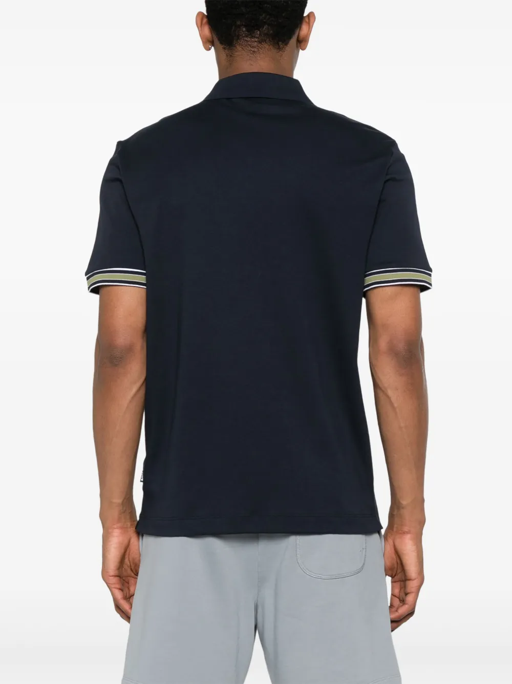 BOSS Poloshirt met contrasterende afwerking Blauw