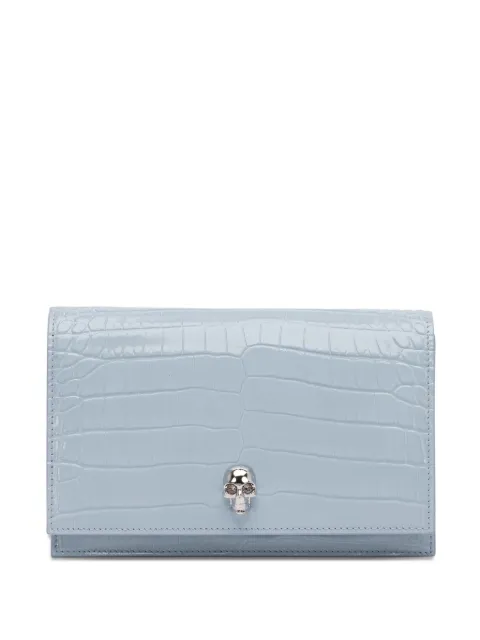 Alexander McQueen small Skull crocodile-embossed clutch bag