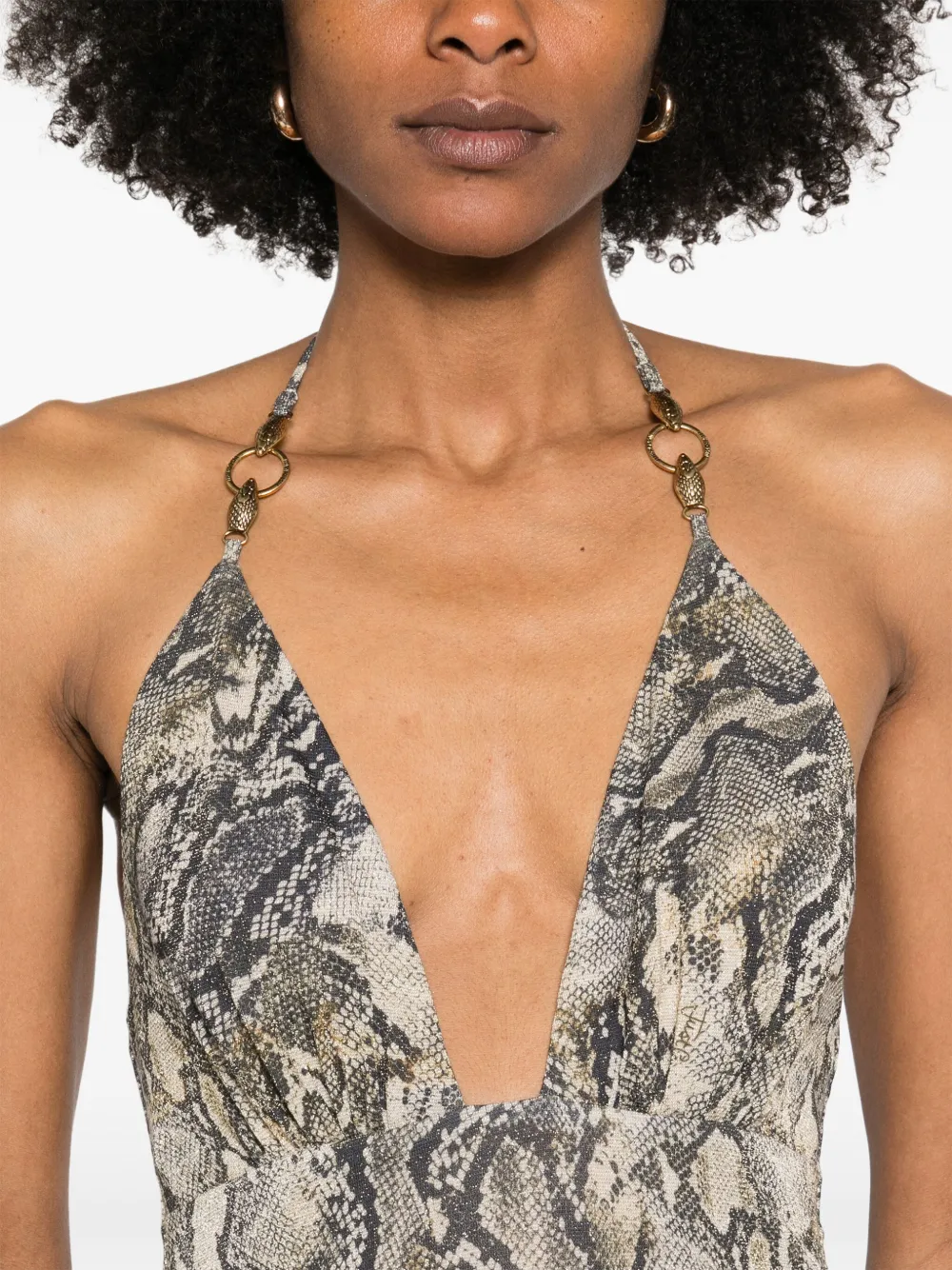 Just Cavalli Jersey maxi-jurk met python-print Grijs