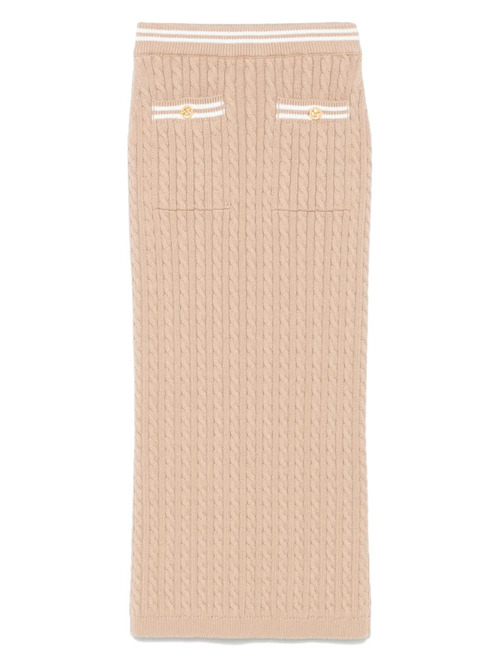 Alessandra Rich Kabelgebreide midi-rok Beige