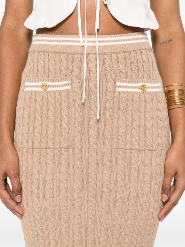 【関税込み】ALESSANDRA RICH Knit midi skirt Alessandra Rich cable-knit Midi Skirt | Neutrals | FARFETCH BH