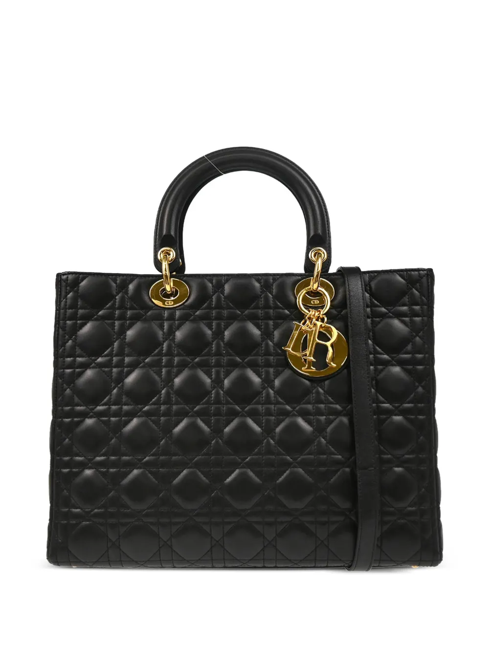 Christian Dior Pre-Owned 2000s カナージュ レディ ディオール 2way ハンドバッグ - ブラック Christian Dior Pre-Owned 2000s カナージュ レディ ディオール 2way ハンドバッグ - ブラック