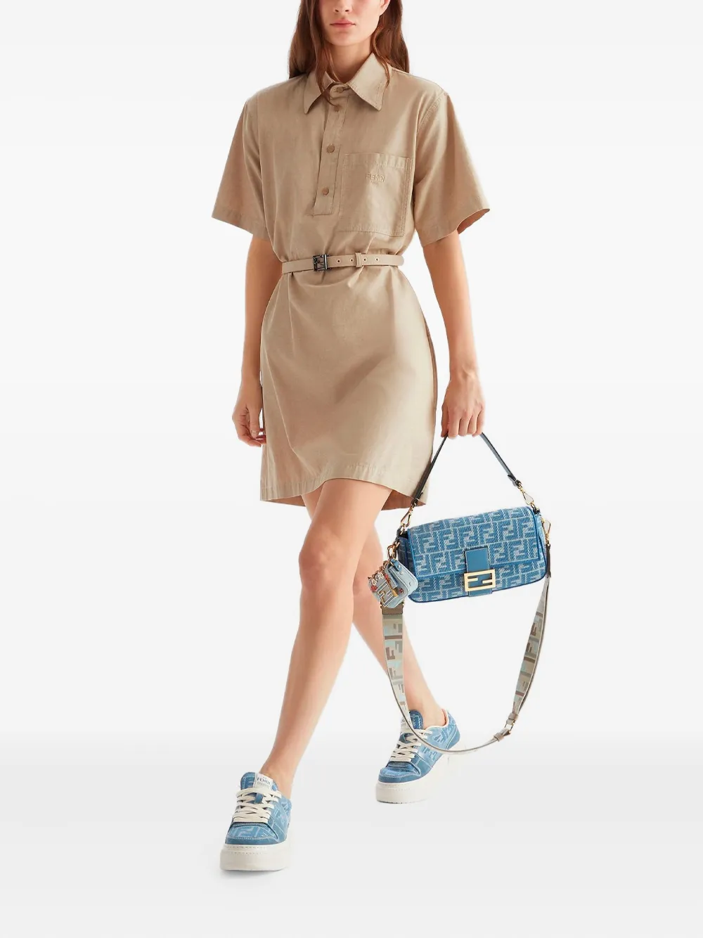 FENDI Mini-jurk met ceintuur Beige