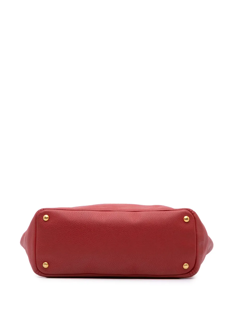 Pre-owned Prada 2010-2024 Vitello Daino Double Pocket Tote Bag In Red