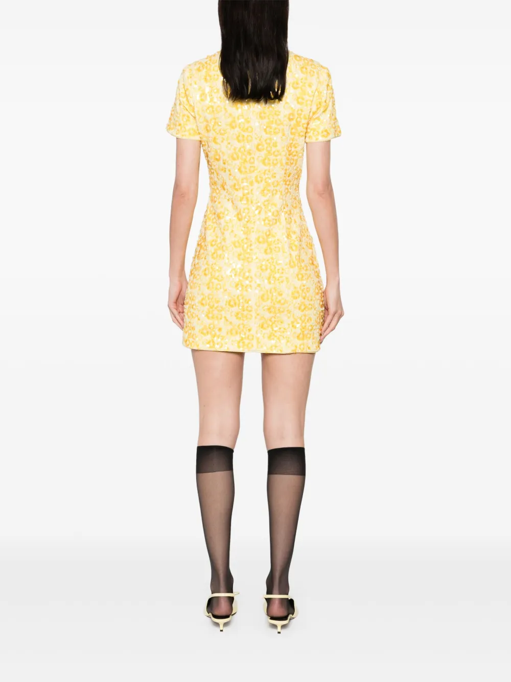 Shop Simkhai Clove-embellished Mini Dress In Yellow