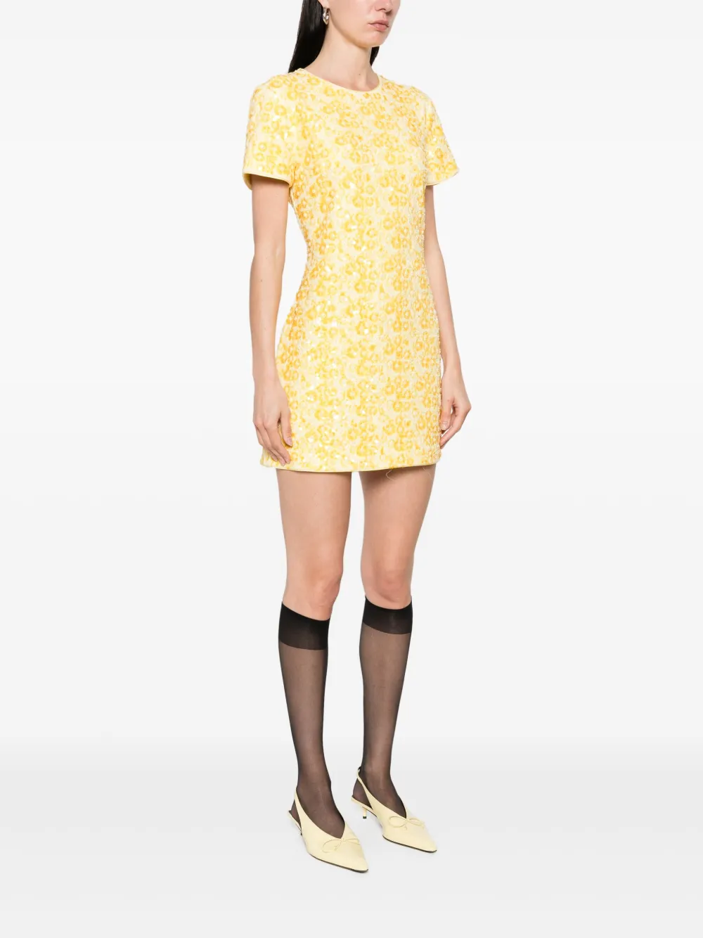 Shop Simkhai Clove-embellished Mini Dress In Yellow