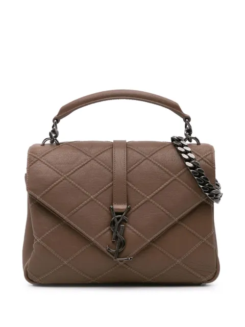 Saint Laurent Pre-Owned bolsa satchel Monogram College mediana con piel de becerro con capitonado de rombos 2017