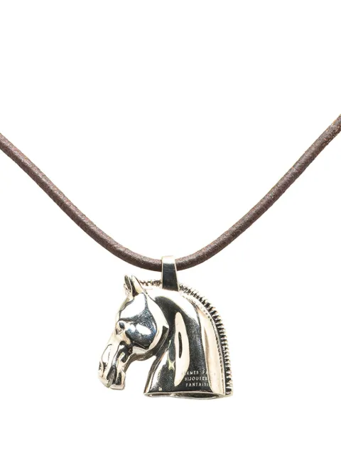 Hermès Pre-Owned 20th Century Halskette aus Palladium mit Pferdekopf-Anhänger