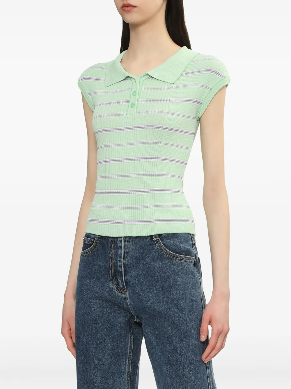 Low Classic Gestreepte polotop Groen