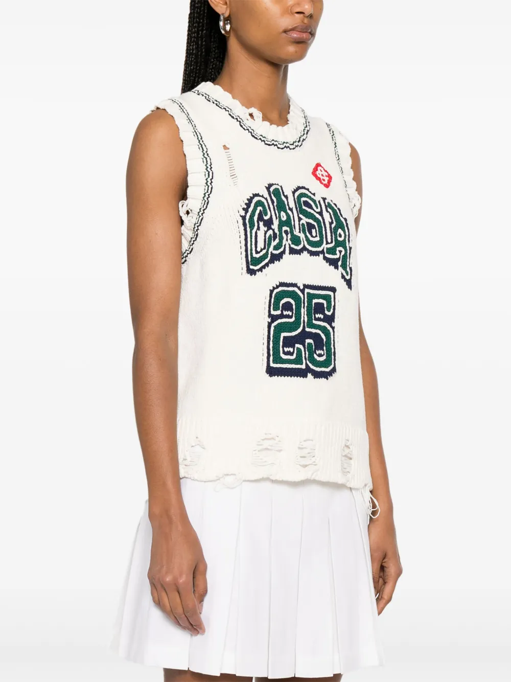 Casablanca Top met intarsia Wit
