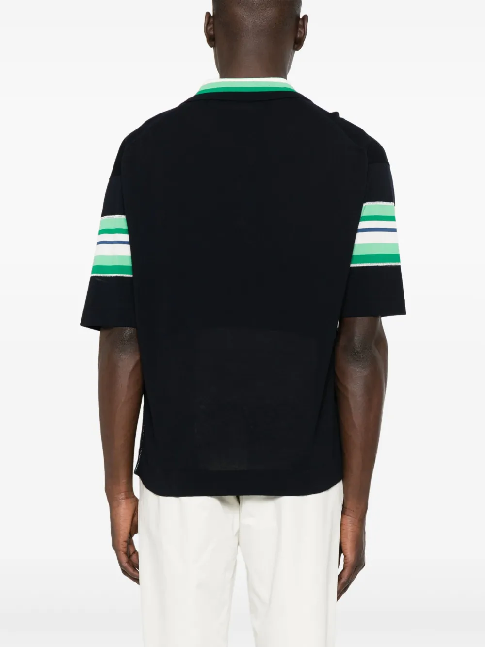 Roberto Collina Fijngebreid poloshirt Blauw