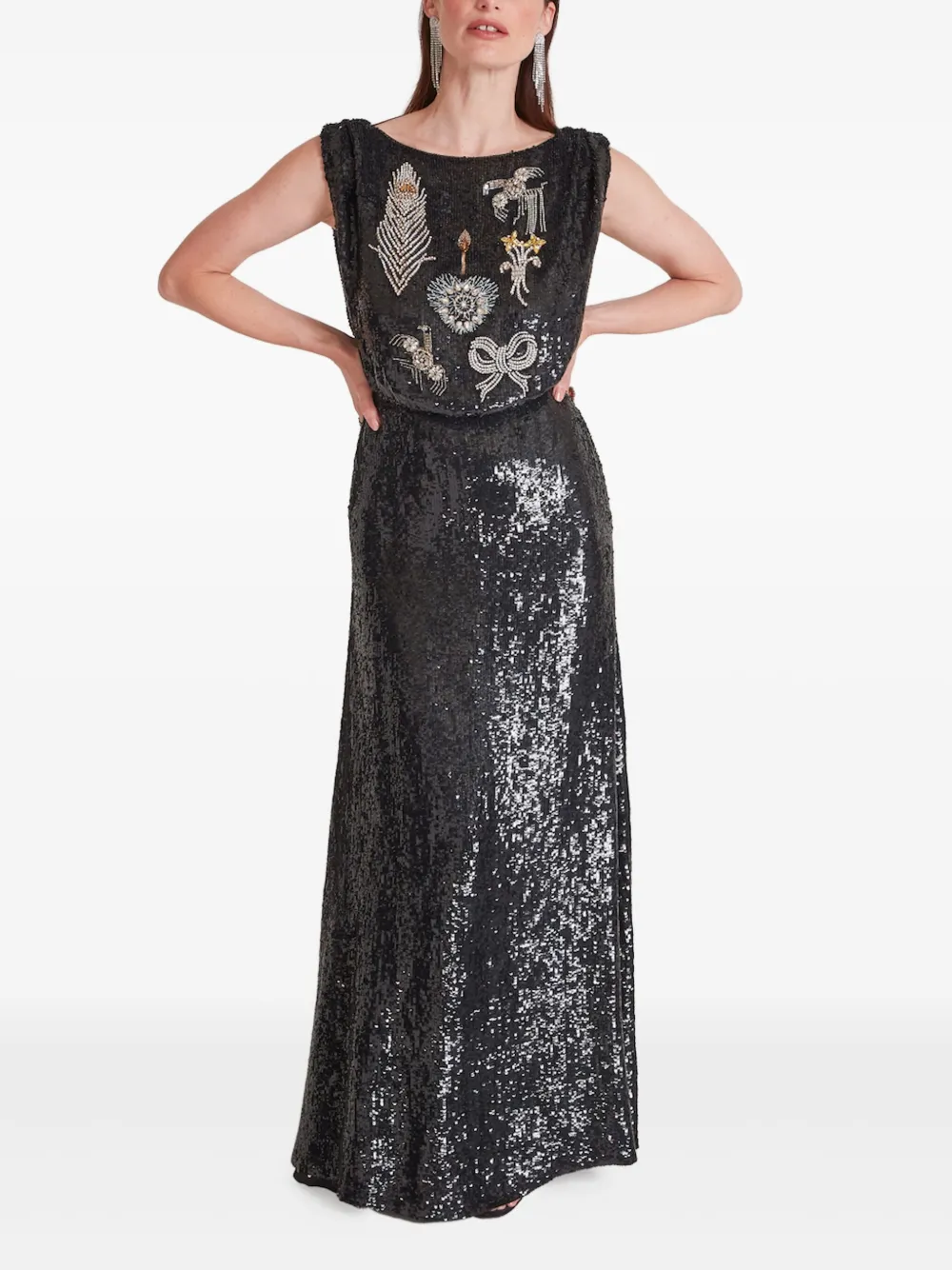 Temperley London Adalina maxi-jurk met pailletten Zwart