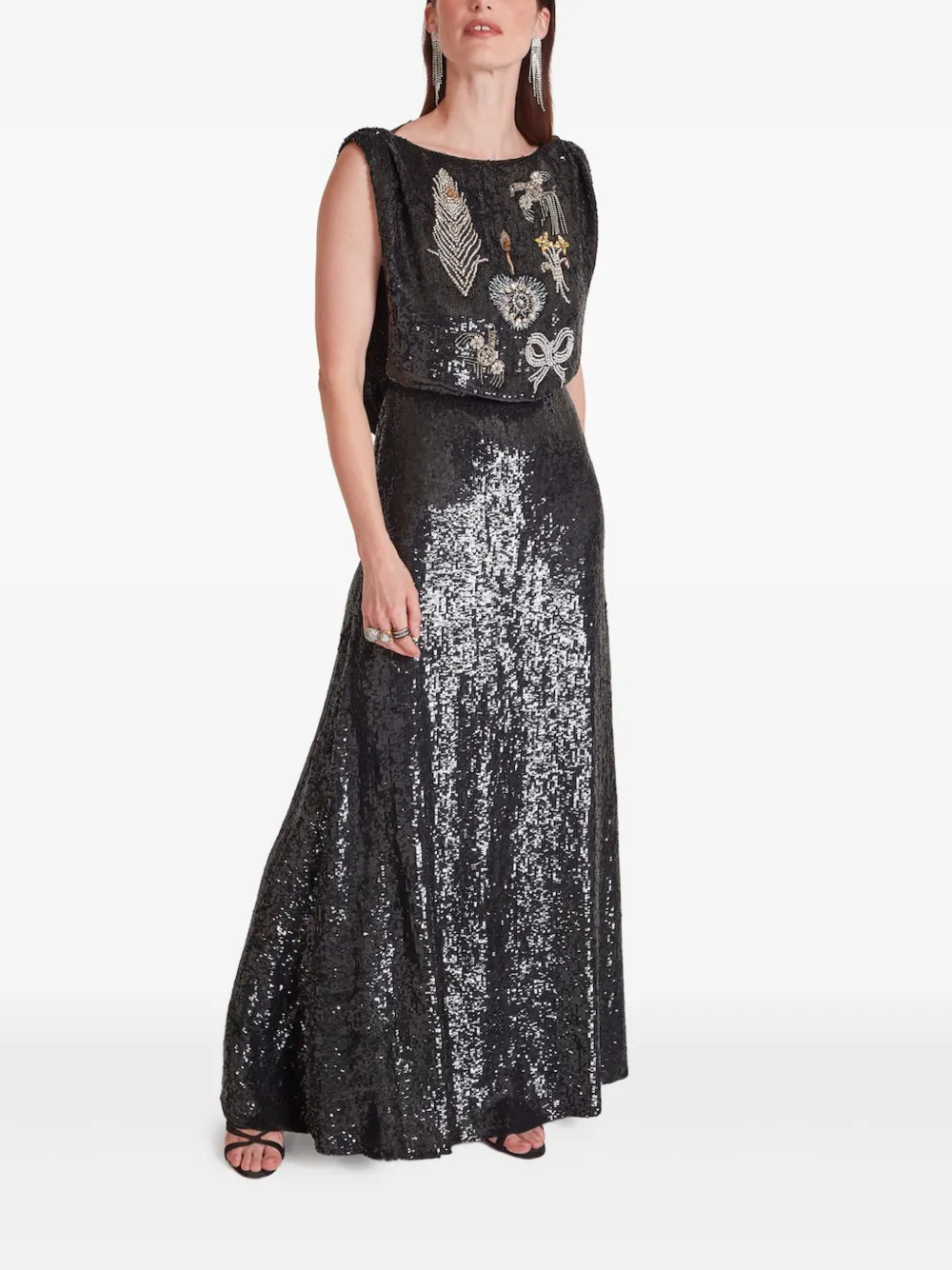 Temperley London Adalina maxi-jurk met pailletten Zwart