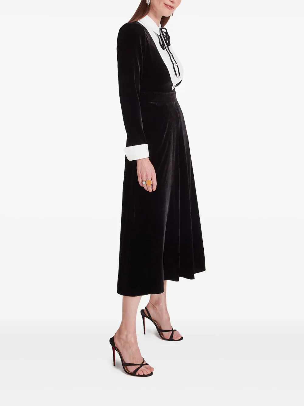 Temperley London Eliana fluwelen midi-jurk Zwart