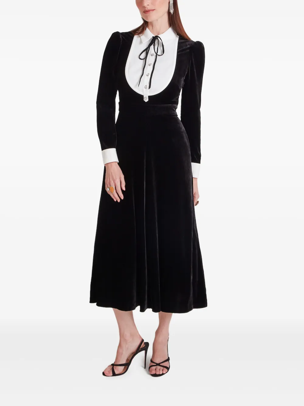 Temperley London Eliana fluwelen midi-jurk Zwart