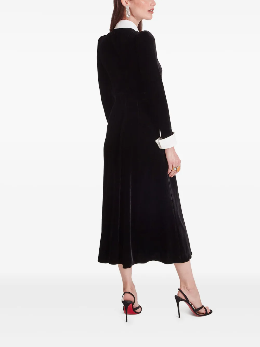 Temperley London Eliana fluwelen midi-jurk Zwart