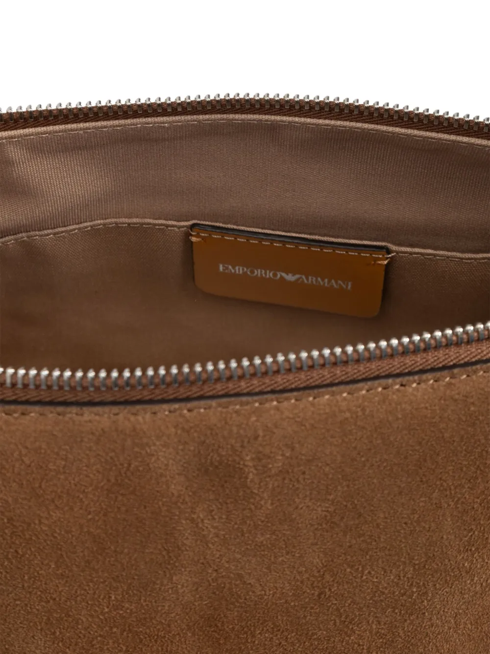 Emporio Armani Suède schoudertas Bruin
