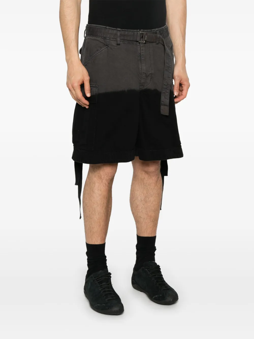 sacai Cargo shorts met geverfd effect Zwart