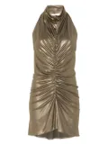 Atlein laminated mini dress - Brown