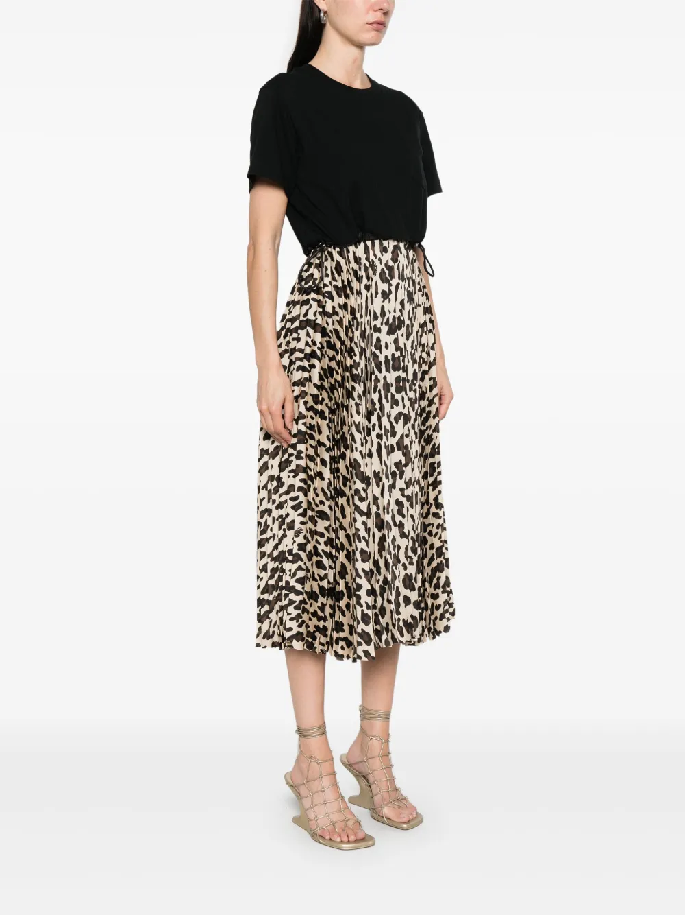 sacai Gelaagde midi-jurk Beige